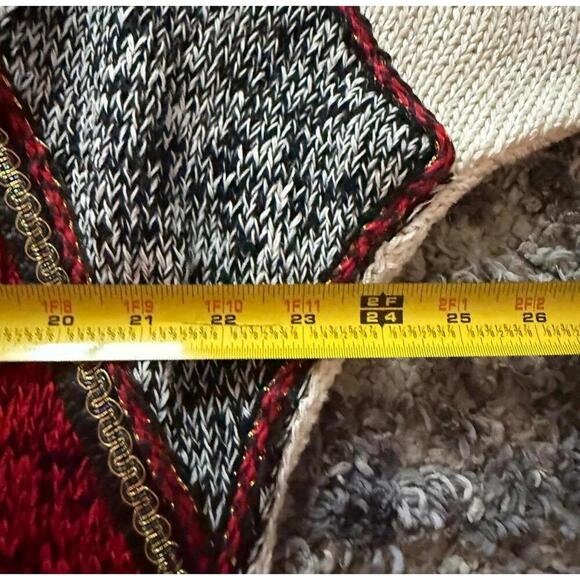 Nannell Vintage Turtleneck Knit Sweater Red Black Cream Leather Trim L - Picture 7 of 7